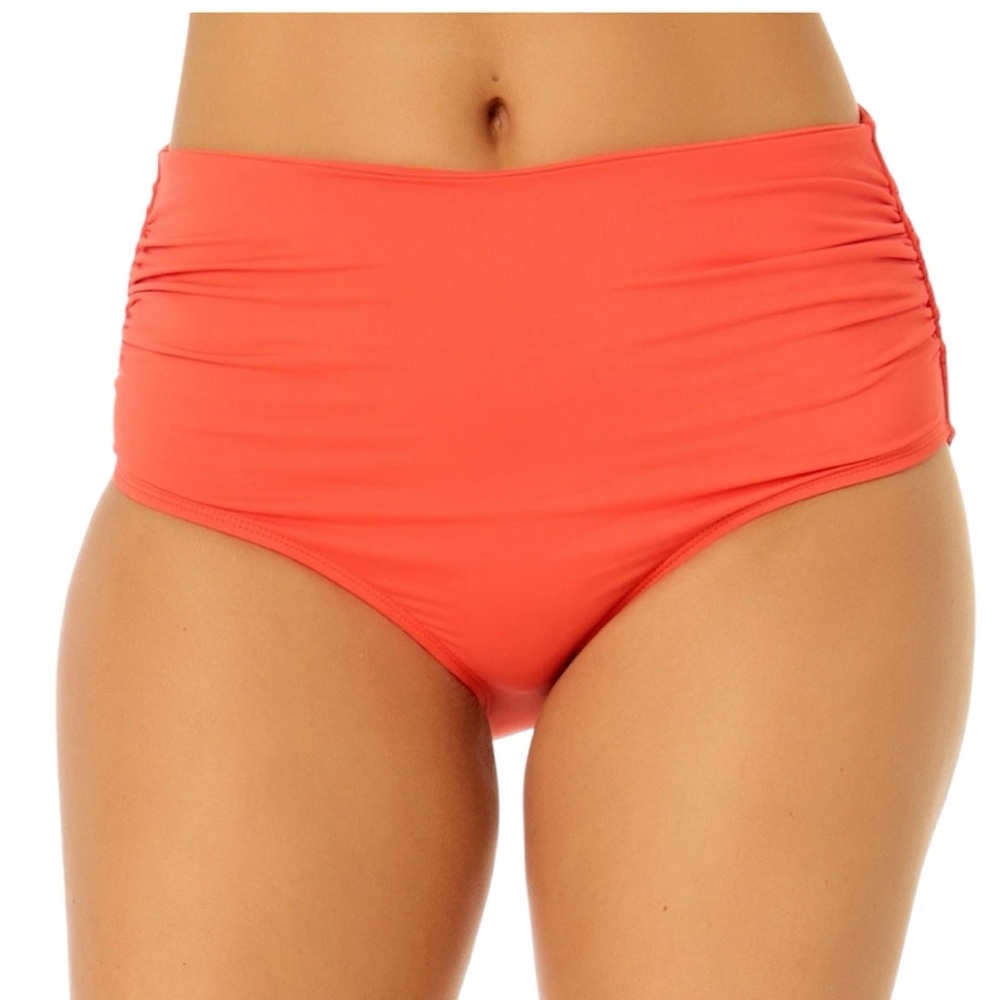 Anne Cole Orange 3 Way Convertible High Waisted Bikini Bottom Ruched Size XL
